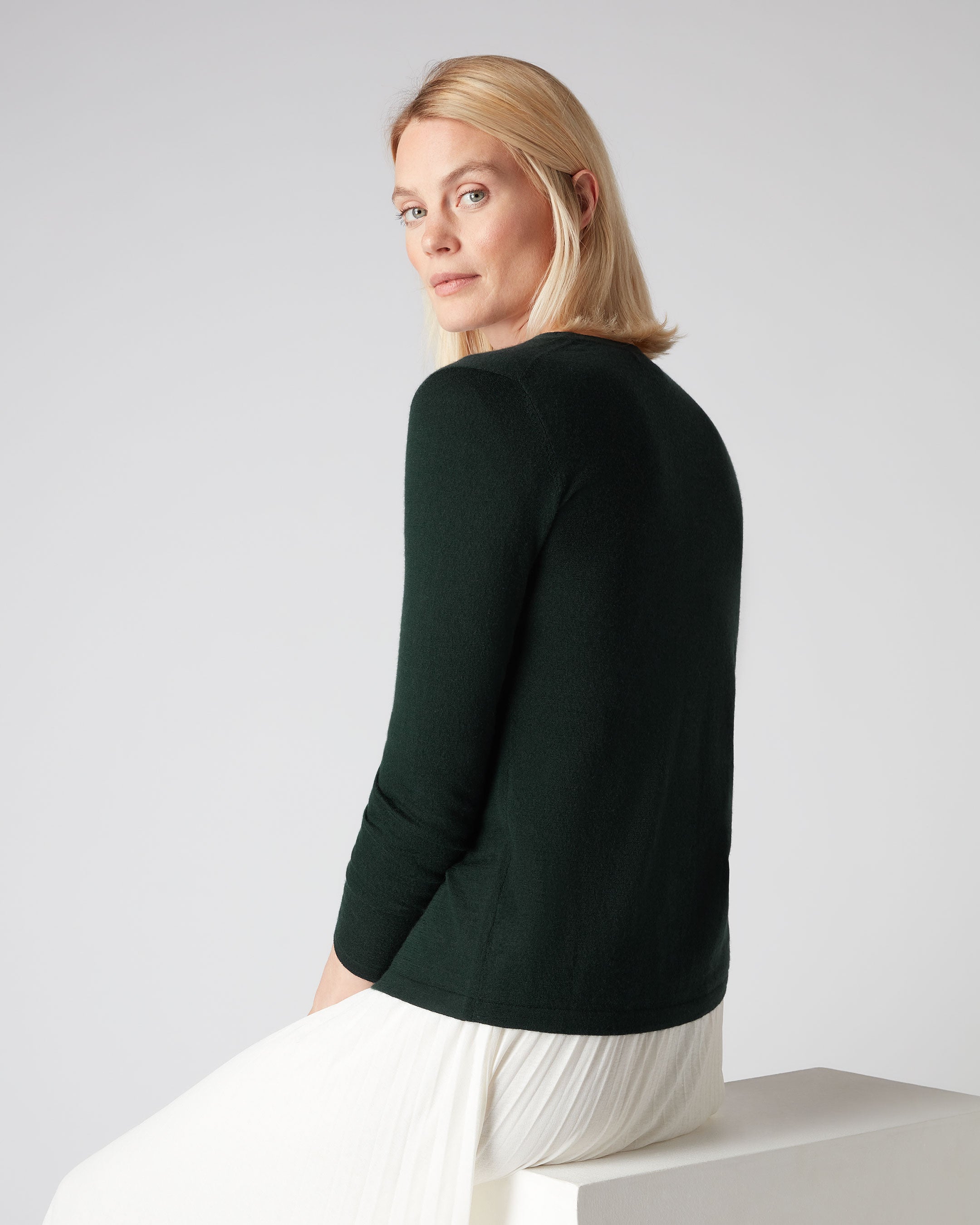 Dark green deals cashmere cardigan