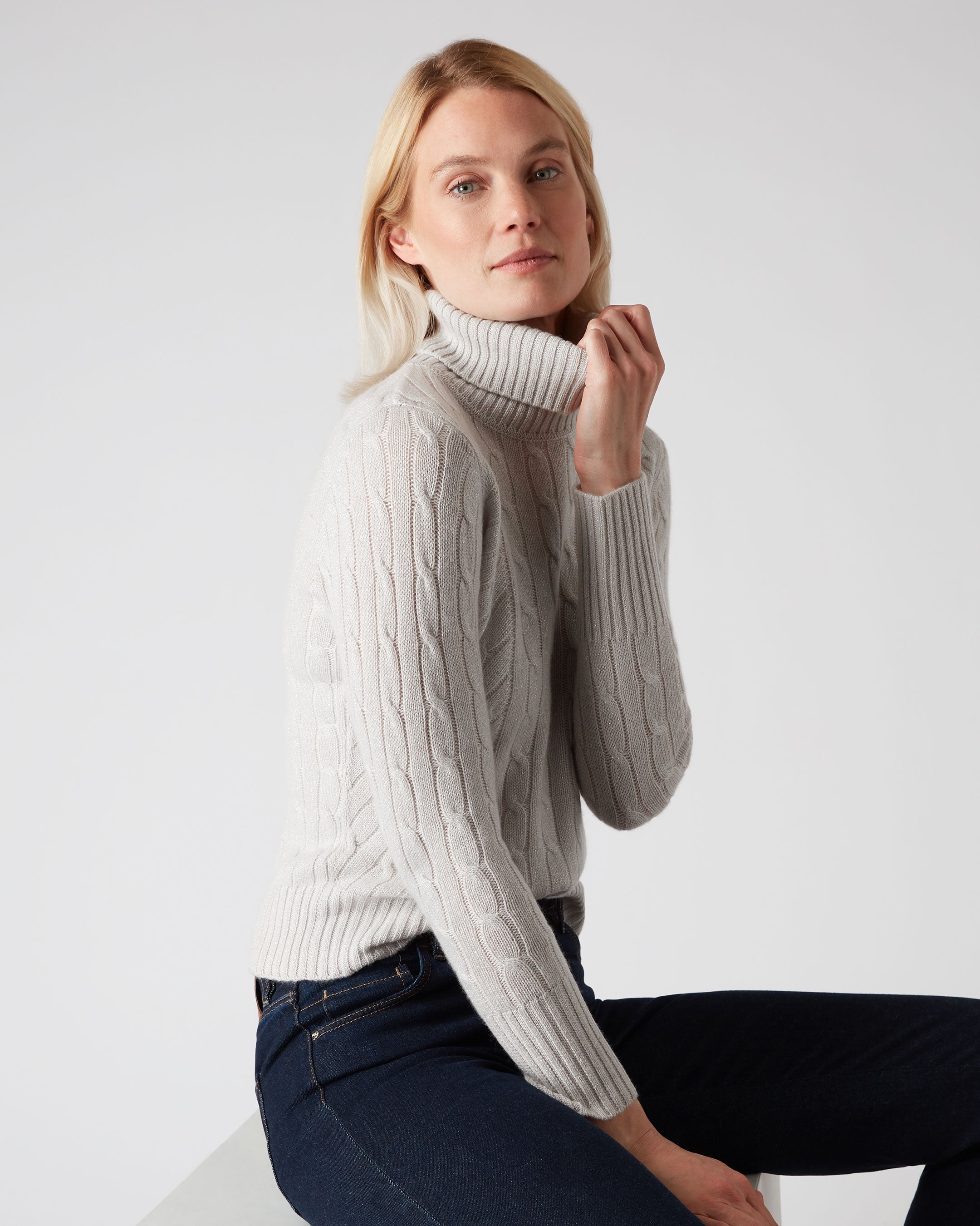 Womens grey clearance roll neck jumper