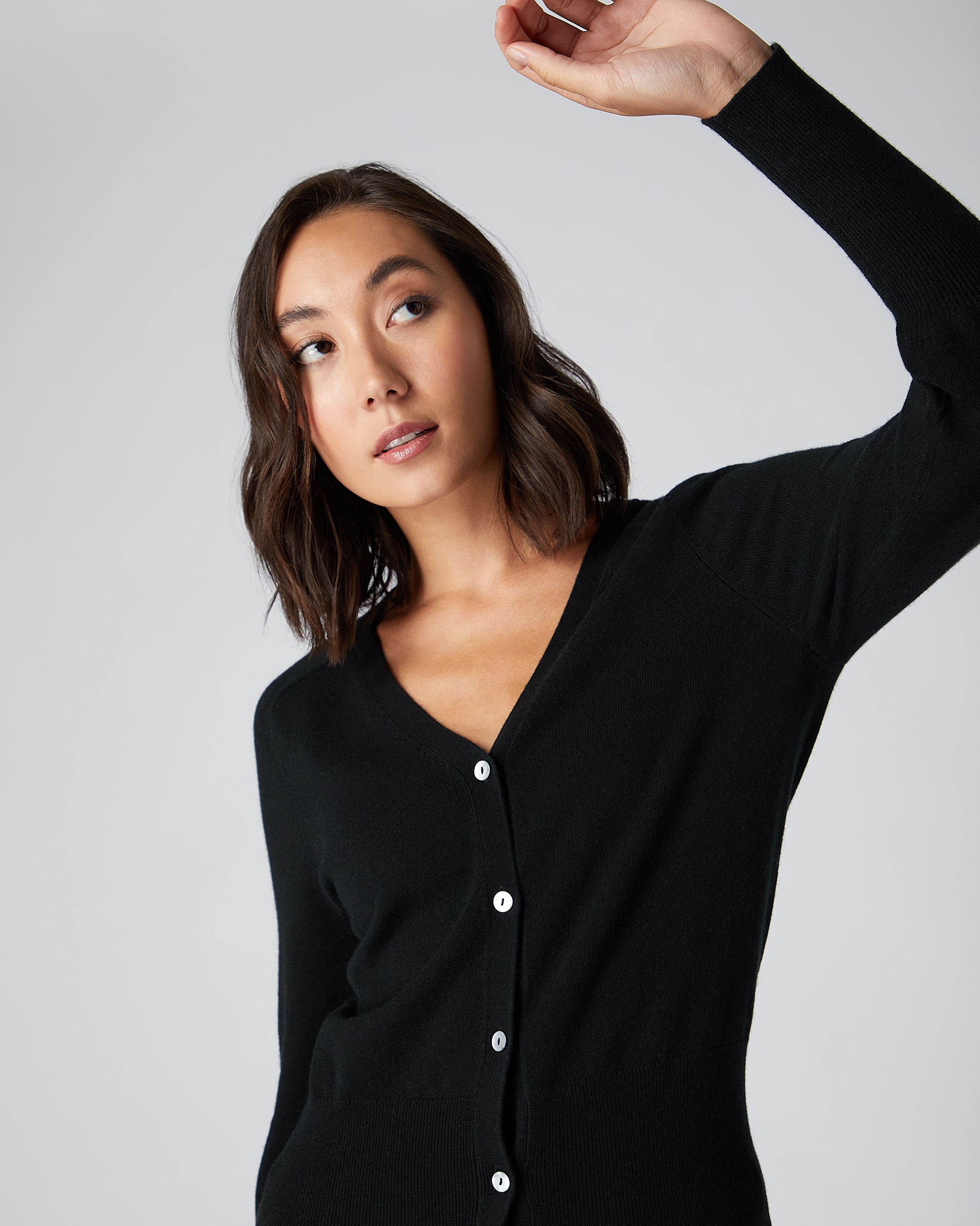 Black v 2025 neck cashmere cardigan