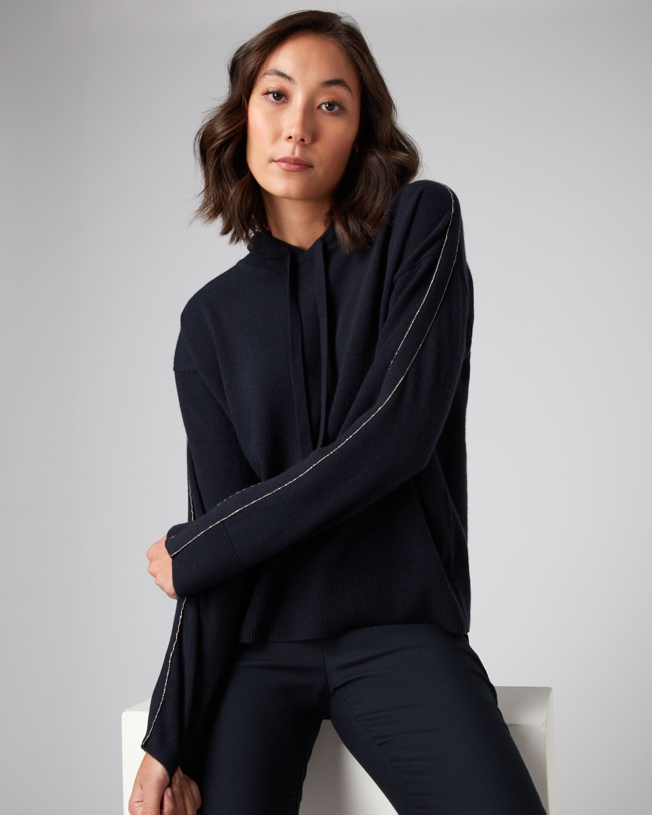 Black cashmere cheap hoodie womens