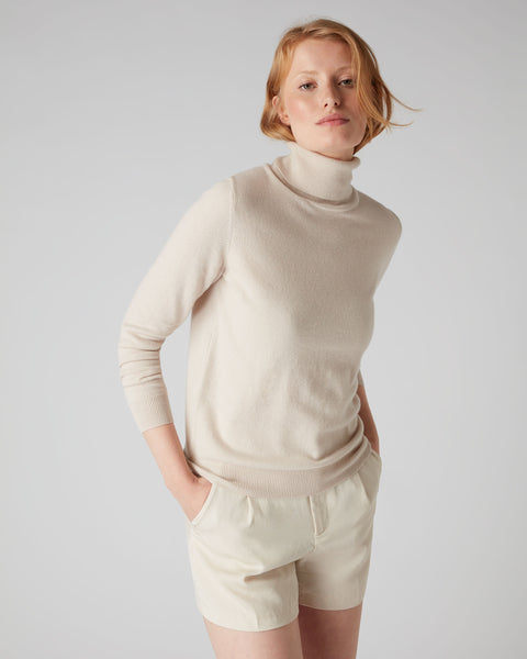 Cream cashmere outlet polo neck jumper