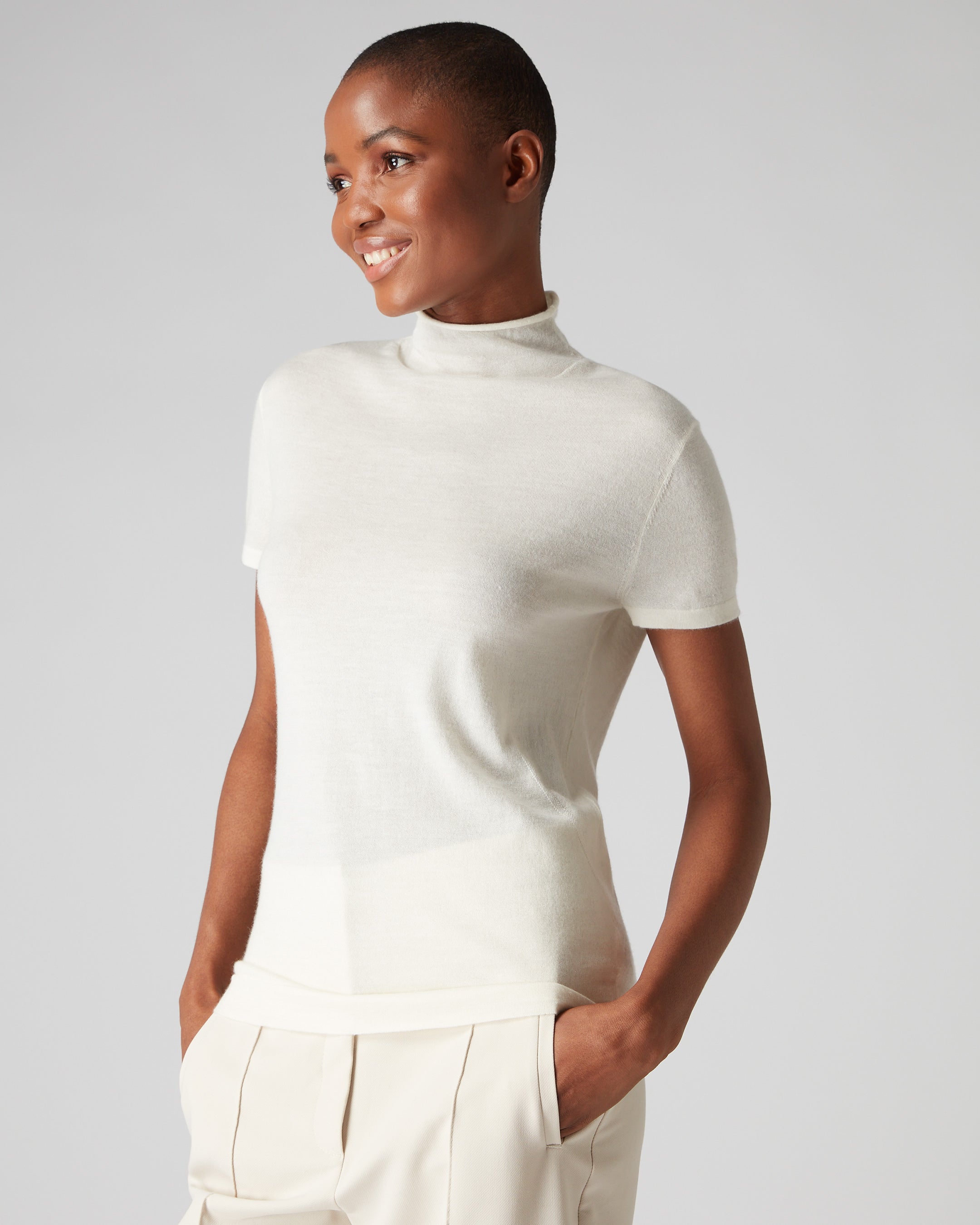 Womens white mock neck clearance top