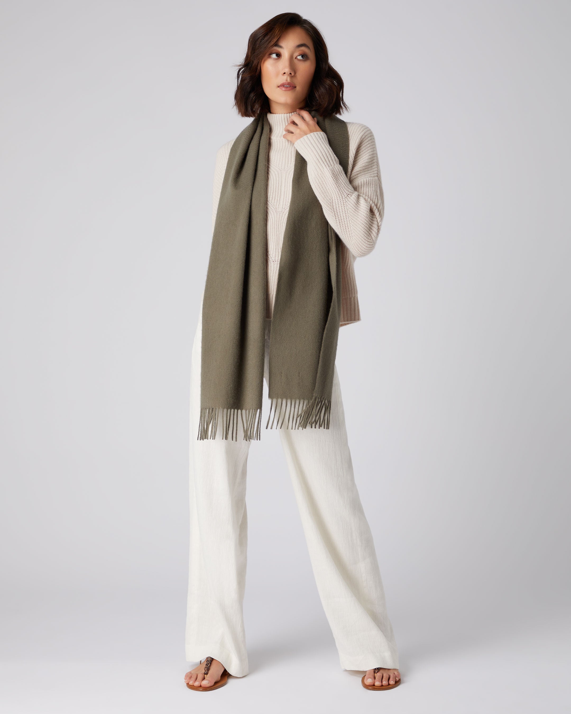 Khaki on sale cashmere scarf