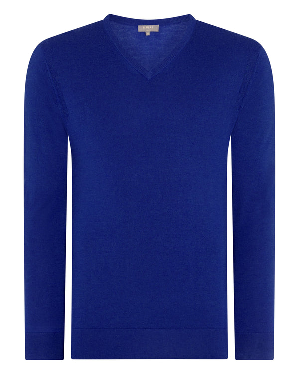 N.Peal Men's The Conduit Fine Gauge Cashmere Jumper Ultramarine Blue