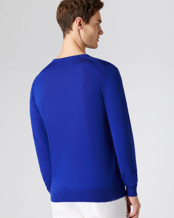 N.Peal Men's The Conduit Fine Gauge Cashmere Jumper Ultramarine Blue