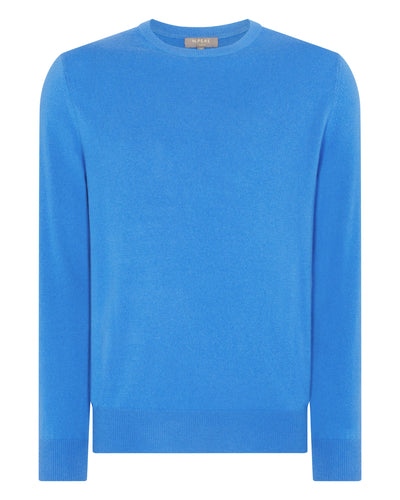 N.Peal Men's The Oxford Round Neck Cashmere Jumper Zanzibar Blue