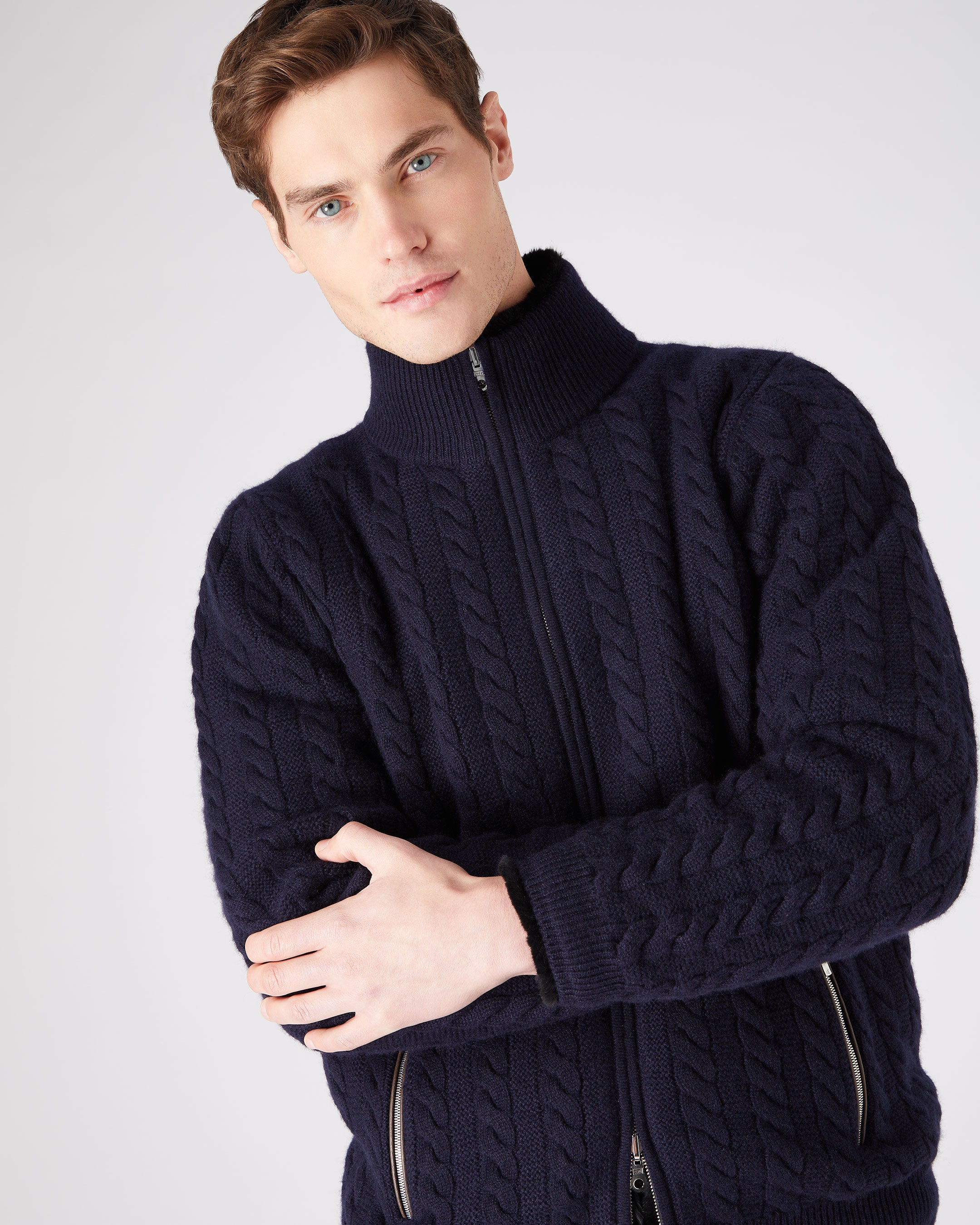 Mens lined shop knitted cardigan