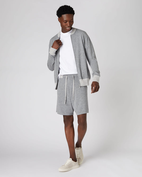 Men's Relaxed Cashmere Jogger Shorts Flannel Grey