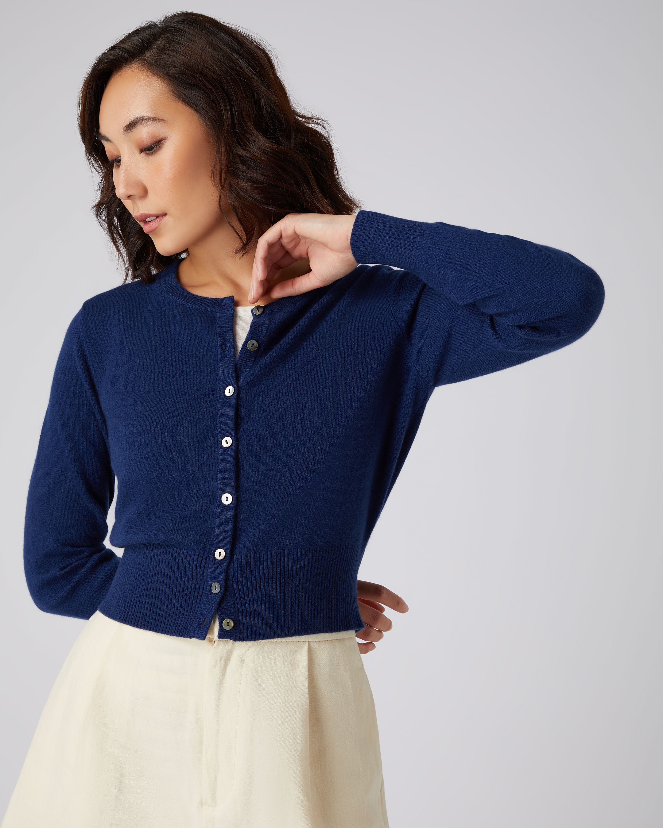 N.Peal belted-waist cashmere cardigan - Blue